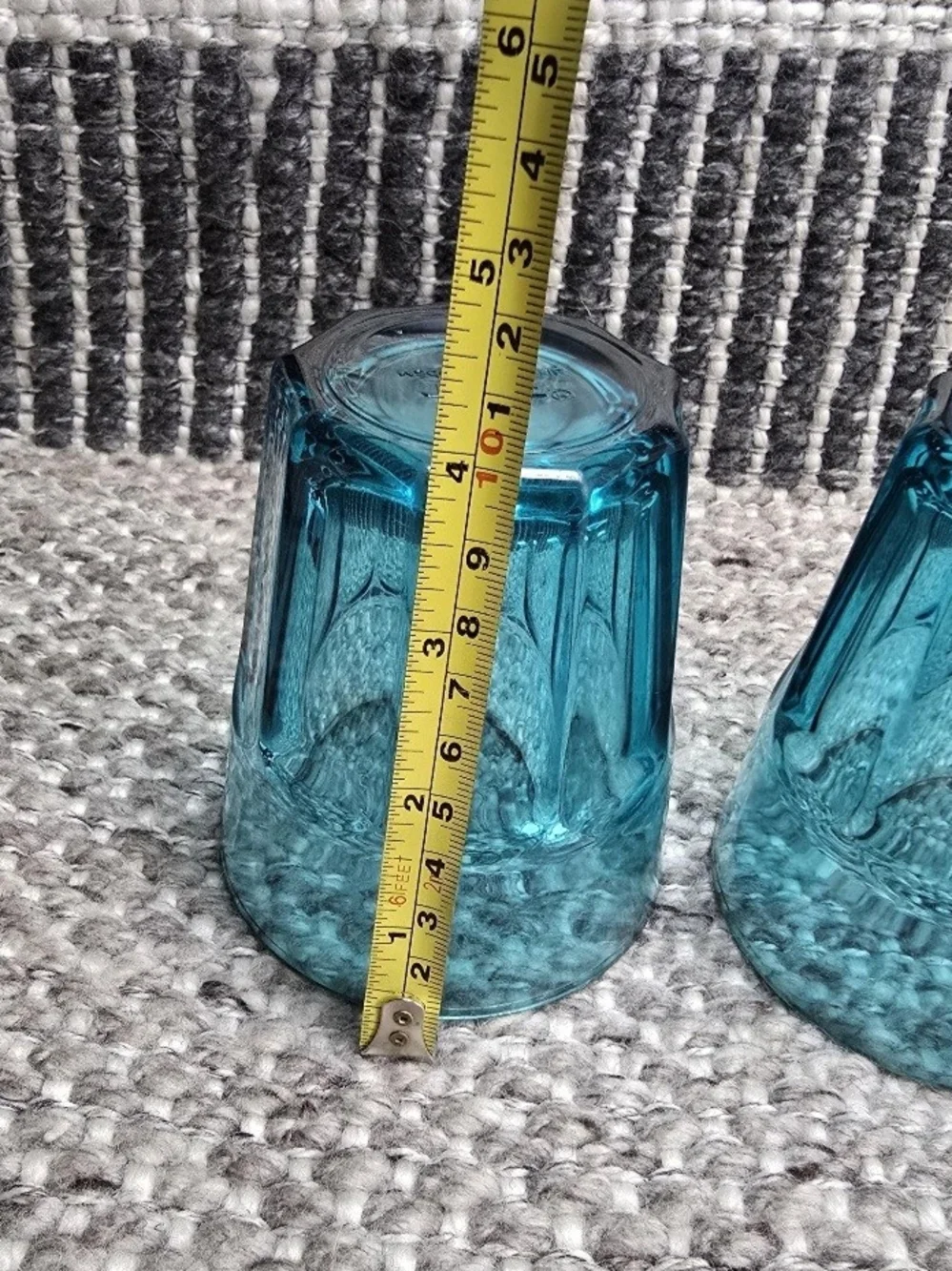 Vintage IKEA POKAL Teal Blue Glass Tumblers Set of 2 12 oz Discontinued